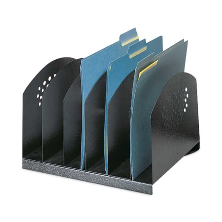 Safco Steel Vertical-Rack Desktop Sorter, 6 Sections, Letter Size Files, 12.25 in. x 11.25 in. x 8 in, Black 3129BL